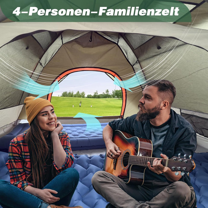 Pop Up Zelt, Camping Zelt Automatisches 2-4 Mann Personen Kuppelzelt 4 Jahreszeiten Wasserdicht Wind