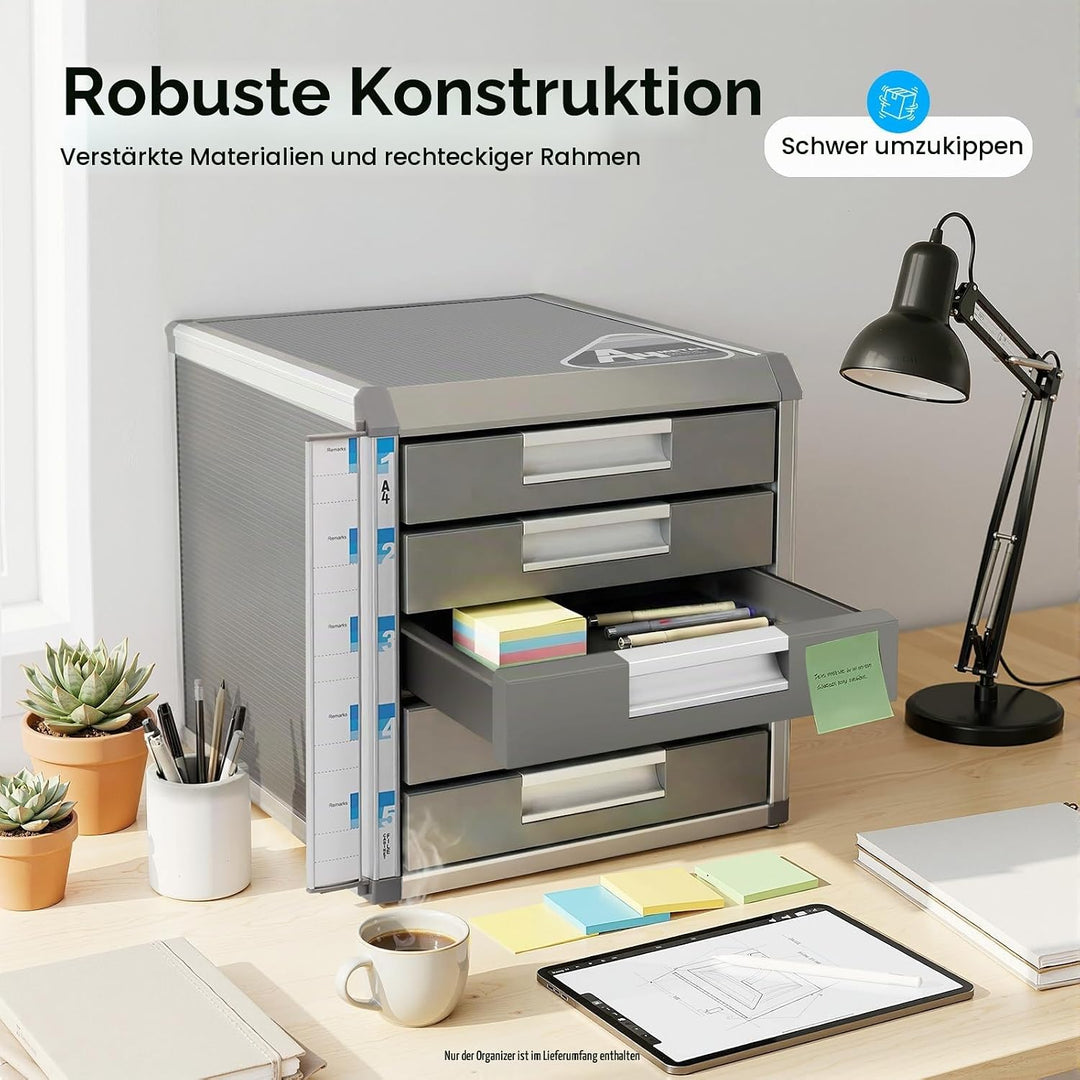 OUKANING Ablagebox mit 5 Schubladen - Schubladenbox mit hoher Kapazität Schubladenschrank Stahlschra