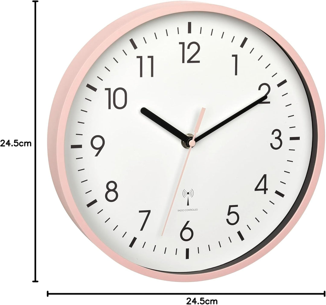 TFA Dostmann Analoge Funk-Wanduhr, 60.3550.16, höchste Genauigkeit, modern, analog, rosa Sekundenzei