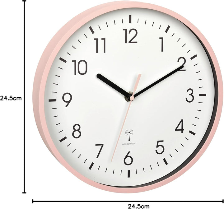 TFA Dostmann Analoge Funk-Wanduhr, 60.3550.16, höchste Genauigkeit, modern, analog, rosa Sekundenzei