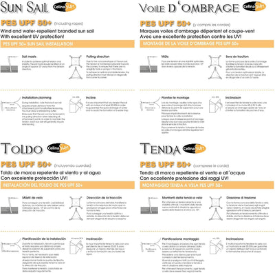 CelinaSun Sonnensegel PES Quadrat 5,6x5,6m weiss UPF 50+ Premium Sonnenschutz inkl Befestigungsseile