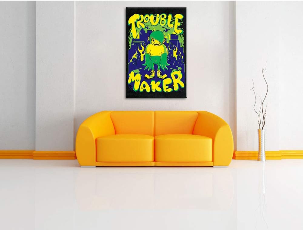 Dark Trouble-Maker black Leinwandbild Bild auf Leinwand, XXL riesige Bilder fertig gerahmt mit Keilr