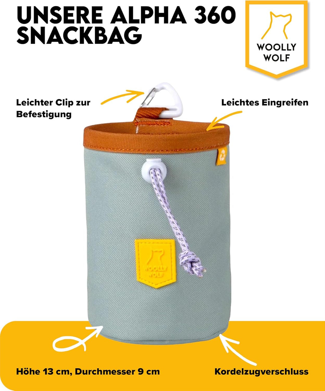 Woolly Wolf Alpha 360 Snack Bag Glacier Green One Size - Leckerlitasche für Hunde, praktischer Futte
