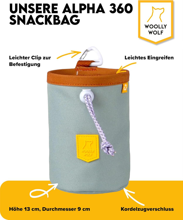 Woolly Wolf Alpha 360 Snack Bag Glacier Green One Size - Leckerlitasche für Hunde, praktischer Futte