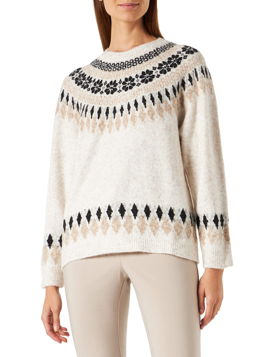 Cream Damen Women's Sweater Knitted, Langärmlig, mit Rundhalsausschnitt Pullover S Oat Melange, S Oa