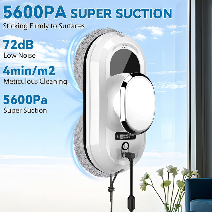 Fensterputzroboter, 5600Pa Elektrischer Fensterreiniger, Fensterroboter mit Fernbedienung und Kanten