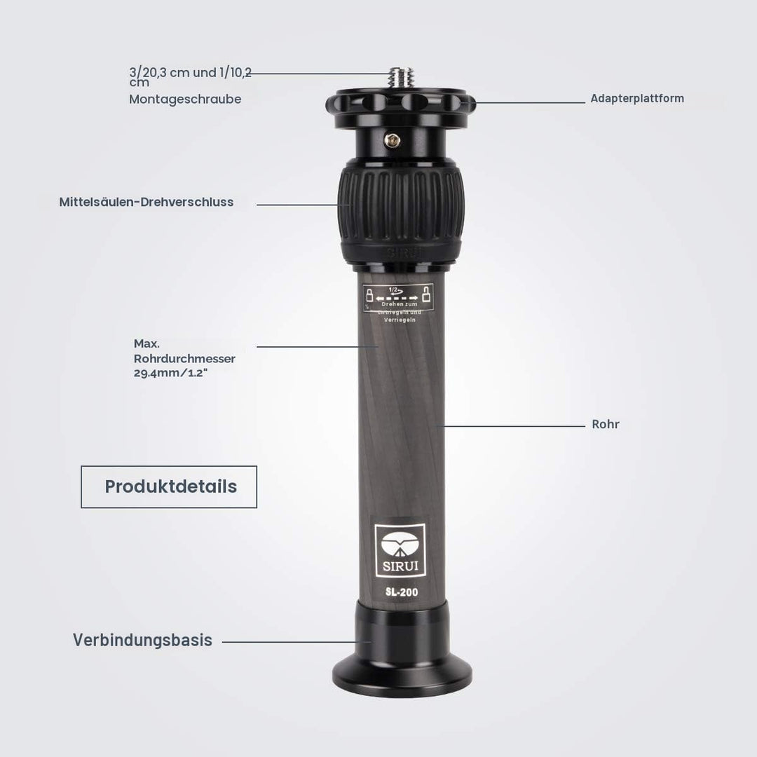 SIRUI SL-200 Carbon mittelsäule 20cm für SIRUI AM2-Serie 20cm Mittelsäule Single, 20cm Mittelsäule S