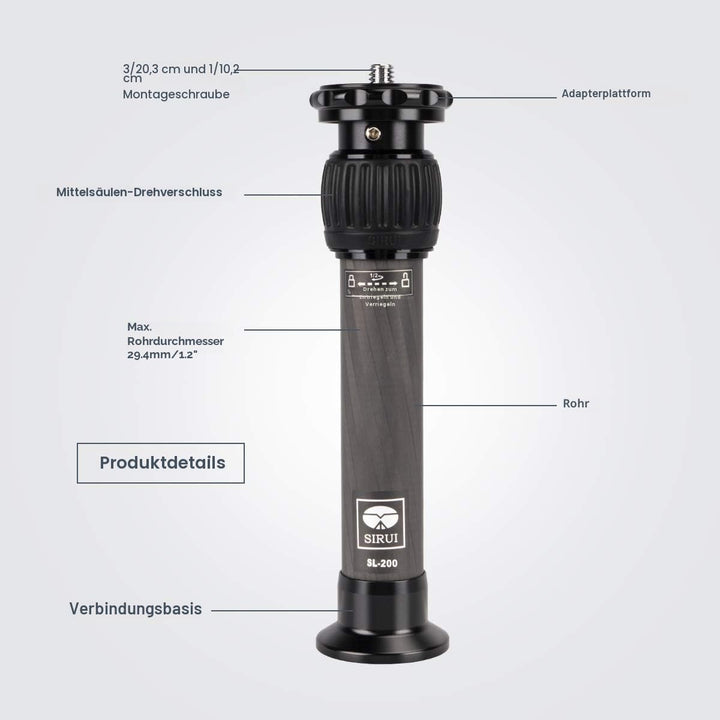 SIRUI SL-200 Carbon mittelsäule 20cm für SIRUI AM2-Serie 20cm Mittelsäule Single, 20cm Mittelsäule S