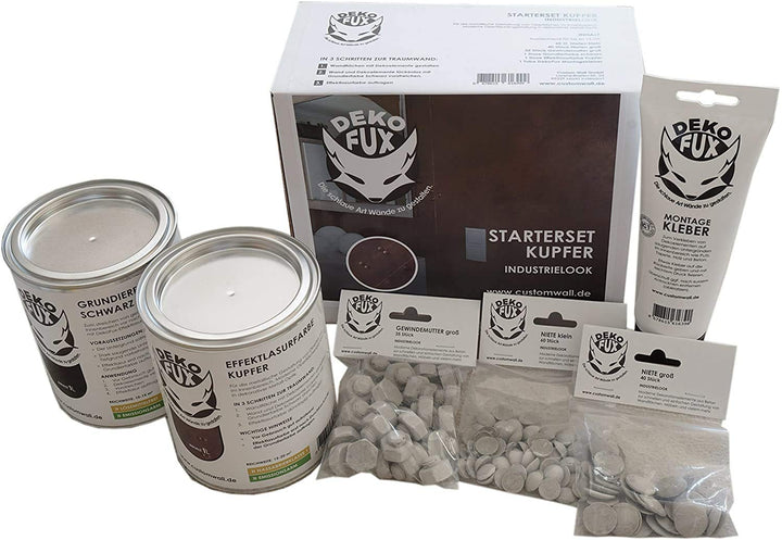 DekoFux Starterset 3D Wandgestaltung, Dekoration für Wände und Möbel (Kupfer), Kupfer