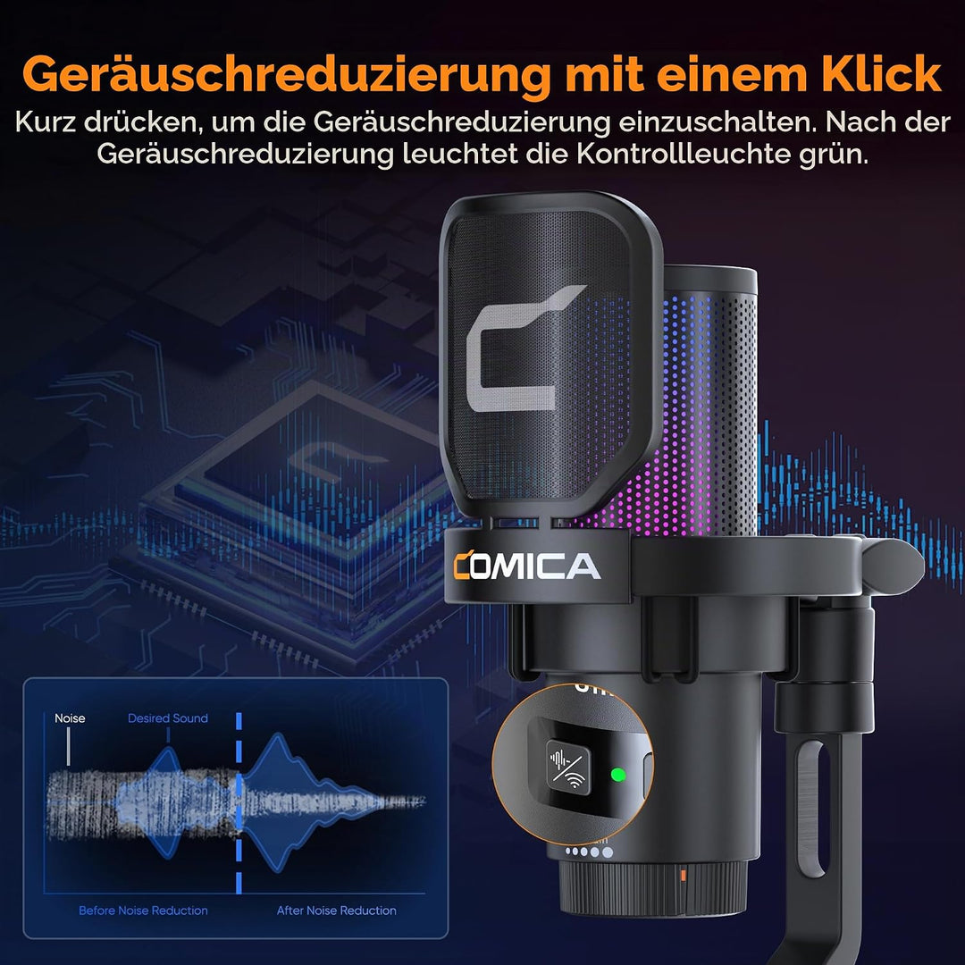 COMICA EJoy Uni Pro Kabellos USB Mikrofon PC, Gaming Mikrofon für Streaming Podcast Studio, PS4/PS5/