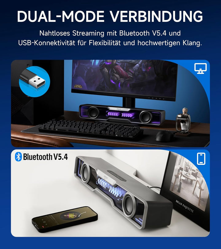 Edifier QS30 Multimedia Soundbar mit Dynamischer Beleuchtung, Bluetooth V5.4, Verstärktem Bass, Mehr