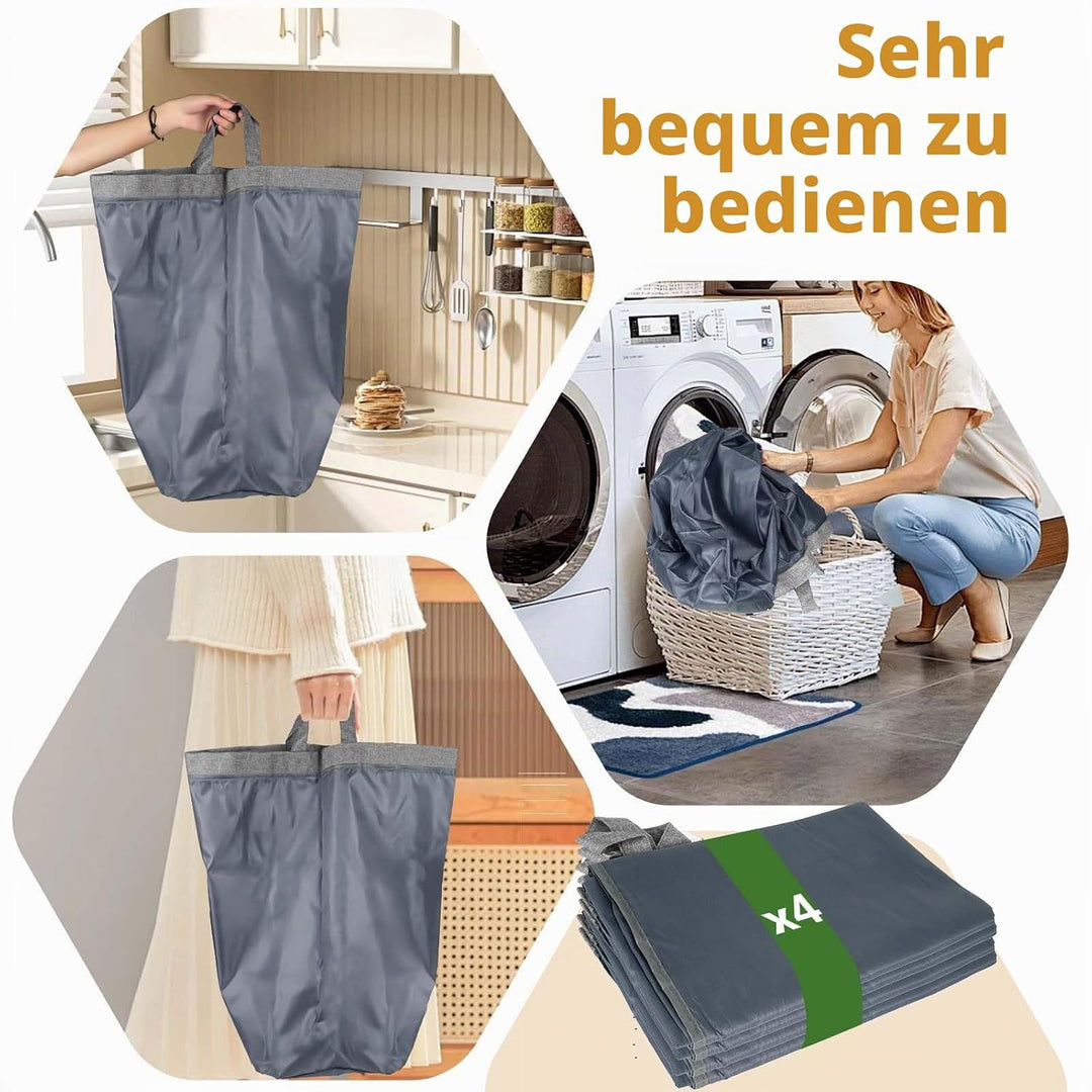 Pfandflaschen Sammelbehälter 2 Fächer, 160L Pfandflaschen Behälter mit 4 Tragetaschen, Grosse Aufbew
