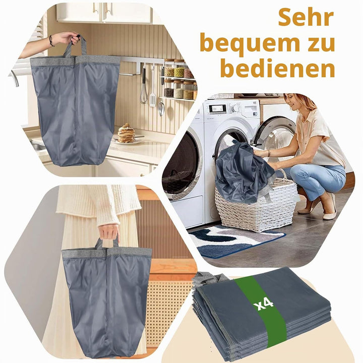 Pfandflaschen Sammelbehälter 2 Fächer, 160L Pfandflaschen Behälter mit 4 Tragetaschen, Grosse Aufbew