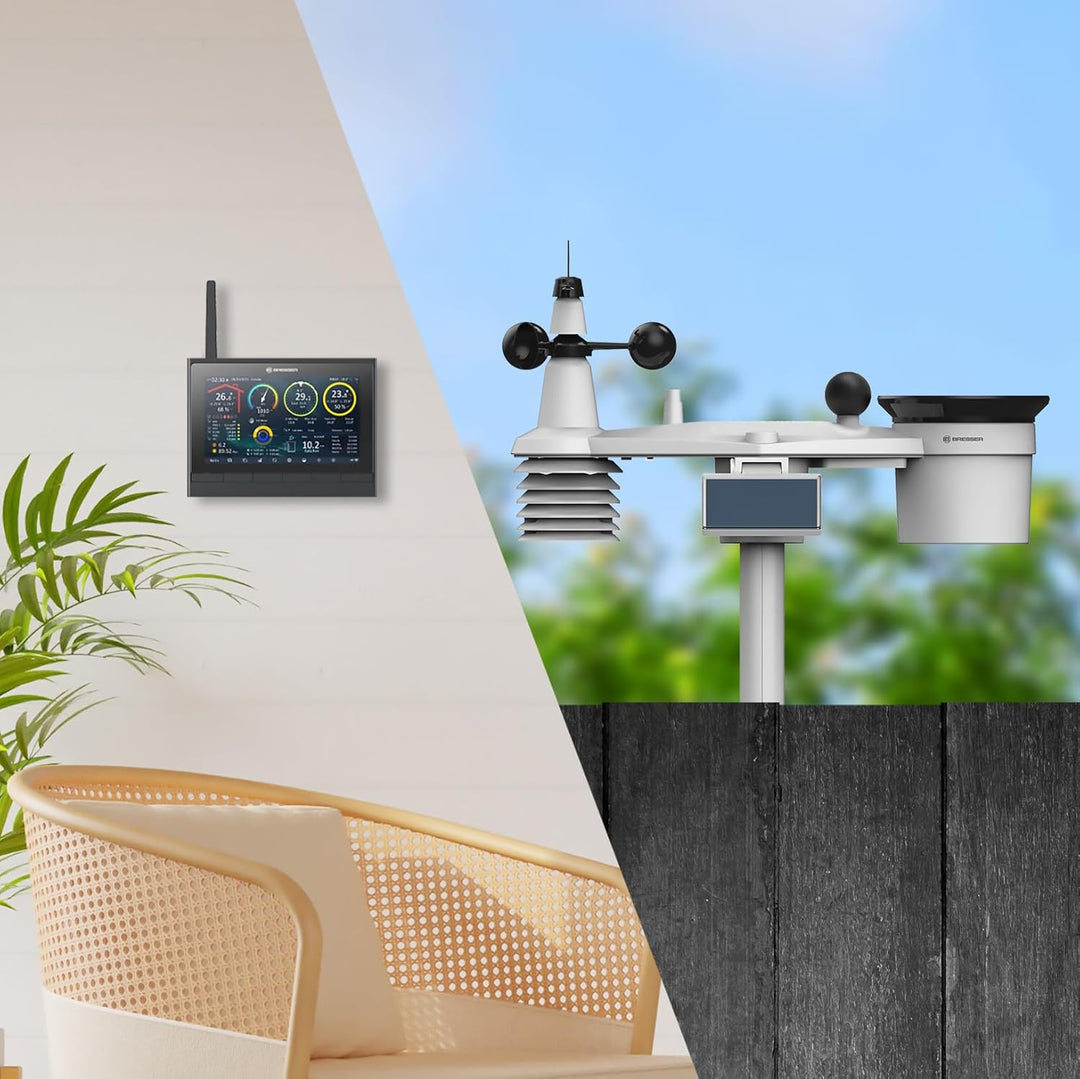 Bresser 9-in-1 MeteoChamp HD WLAN-Wetterstation mit solarbetriebenem Multisensor, Luftqualitätsanzei