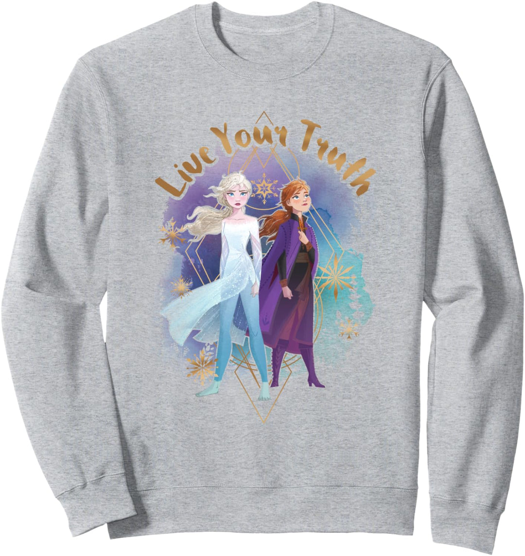 Disney Frozen 2 Elsa Anna Live Your Truth Geometric Portrait Sweatshirt