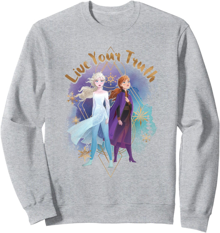 Disney Frozen 2 Elsa Anna Live Your Truth Geometric Portrait Sweatshirt
