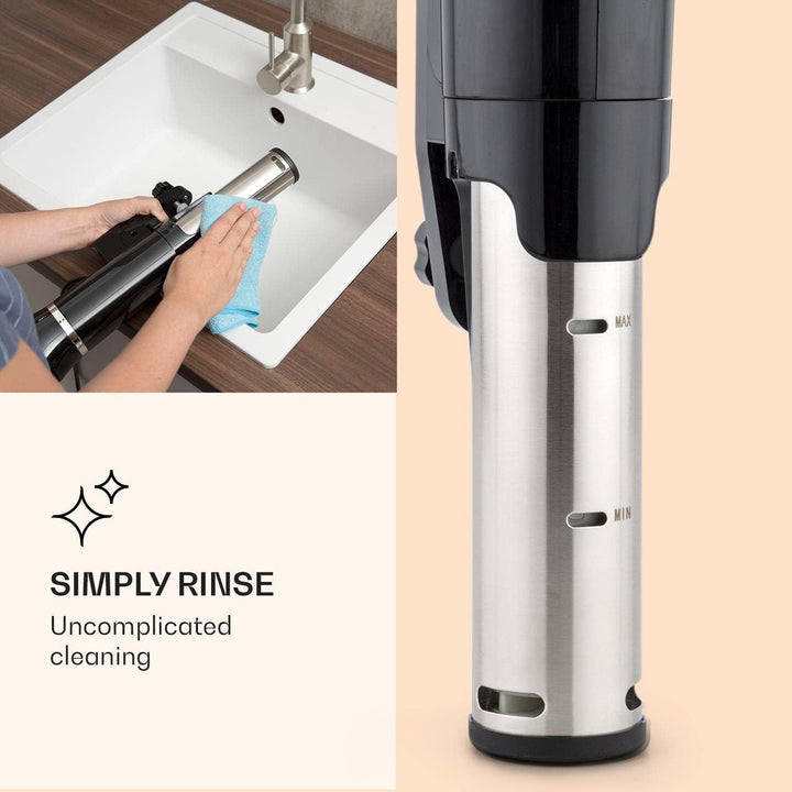 Klarstein Quickstick- Sous-Vide Garer, Präzisionskochtopf, Schongarer, 1300 Watt, Timerfunktion, 3D