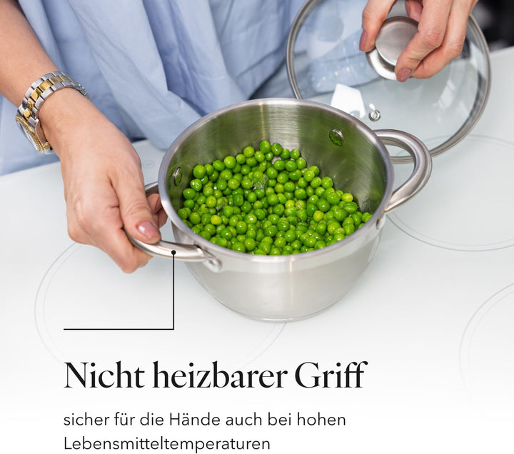 FLORINA 5K6542 Henry Kochtopf Set Edelstahl 8-Teilig Induktion 4 Topfe 4 Glasdeckel Geeignet für all