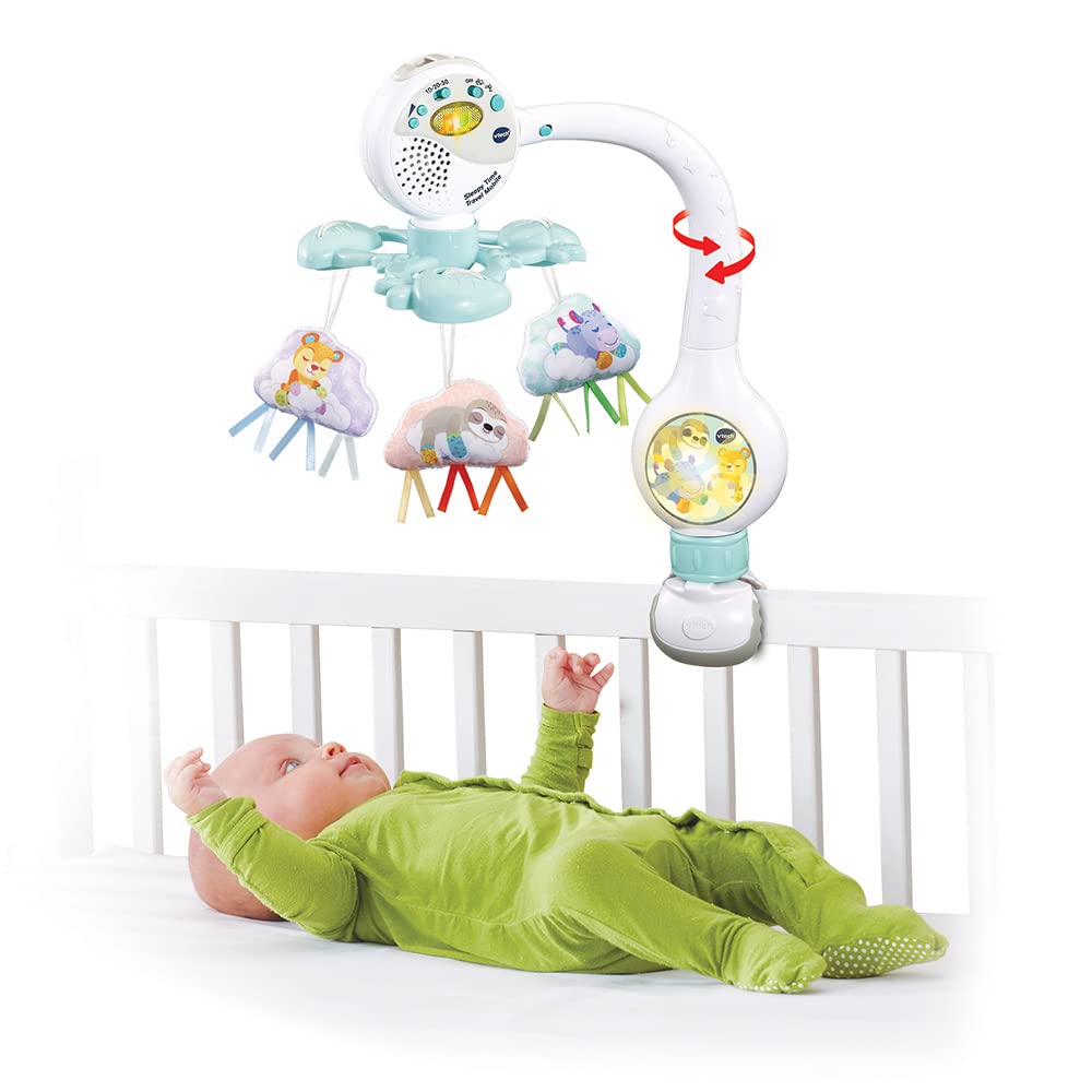 VTech - Mobilo Clip des Baby Loulous, Mobile Musical Babybett, Kinderwagen und Sitzschale, 3 Wolken