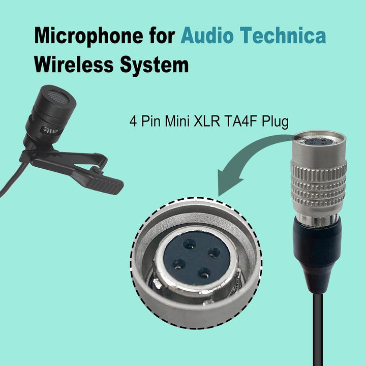 Lavalier Lapel Mikrofon, kompatibel mit Audio-Technica, kabelloses System, Unidirektional Kondensato