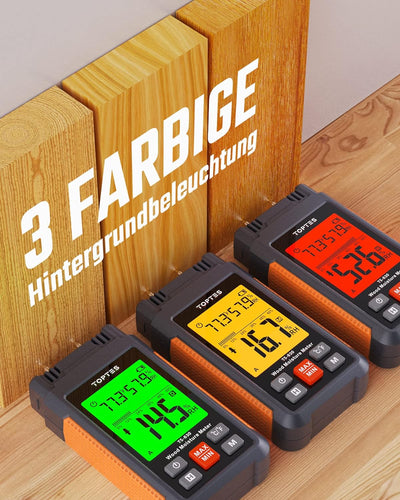 TopTes Feuchtigkeitsmessgerät, Feuchtigkeitsmesser für Wand und Holz TS-630, Grosses LCD-Display Dre