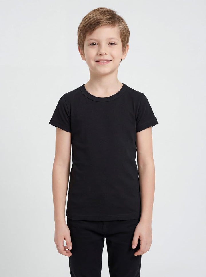 TupTam Kinder Jungen Unterhemd Basic T-Shirts Kurzarm 5er Pack 104-110 Schwarz, 104-110 Schwarz
