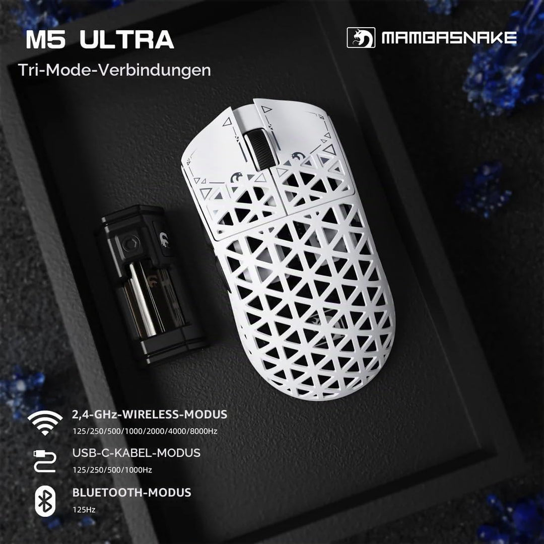 MAMBASNAKE M5 Ultra Carbon Fiber 8000Hz Wireless Gaming Mouse, 39g Superlight, 42000DPI, PAW3950MAX
