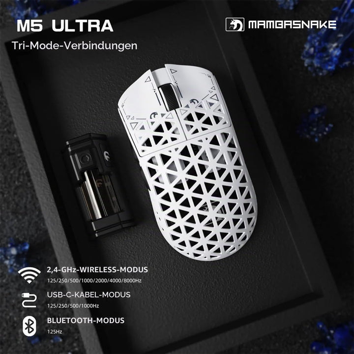 MAMBASNAKE M5 Ultra Carbon Fiber 8000Hz Wireless Gaming Mouse, 39g Superlight, 42000DPI, PAW3950MAX