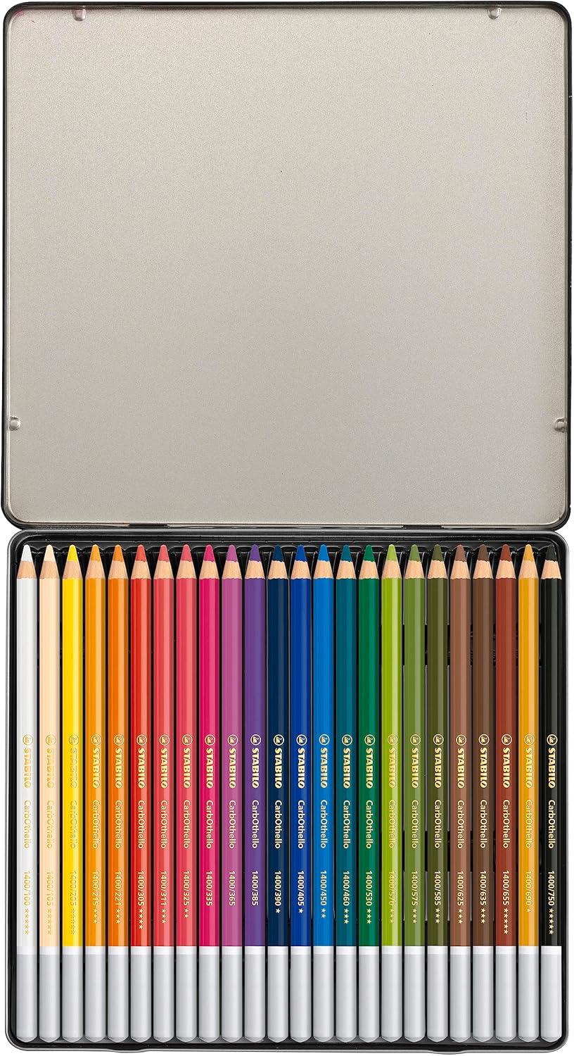Pastellkreidestift - STABILO CarbOthello - ARTY+ - 24er Metalletui - mit 24 verschiedenen Farben 24e