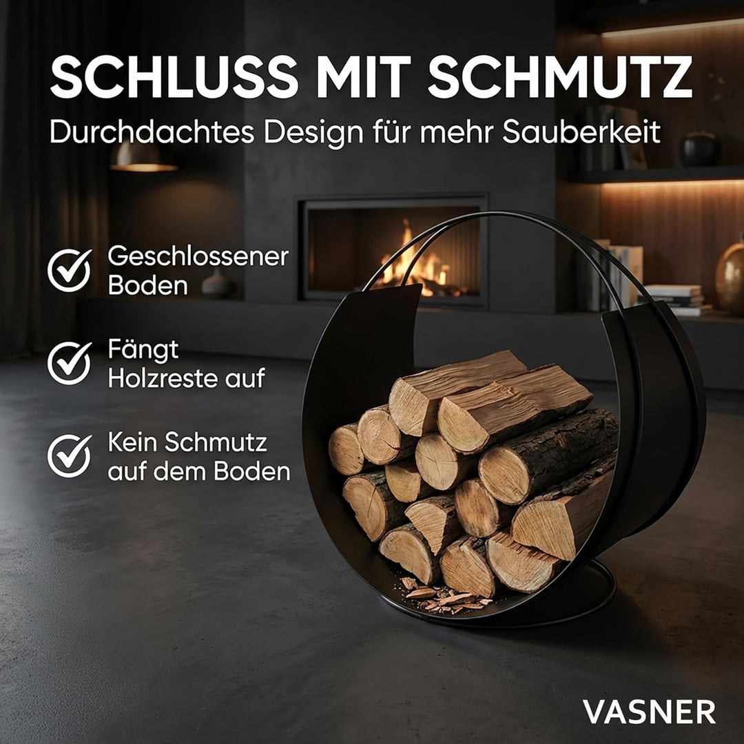 VASNER Situro S1/S2 Holzkorb, Kaminholzkorb Metall rund modern, praktische Brennholz Aufbewahrung, F