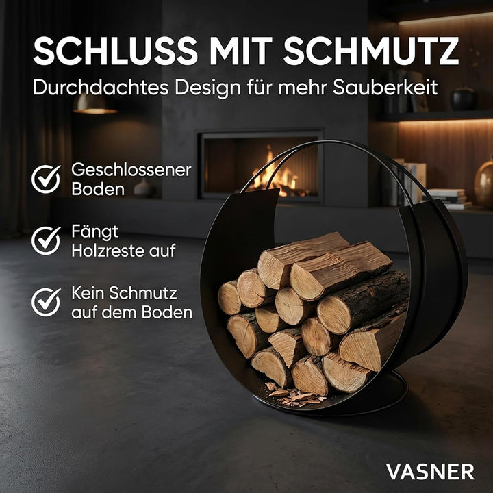 VASNER Situro S1/S2 Holzkorb, Kaminholzkorb Metall rund modern, praktische Brennholz Aufbewahrung, F