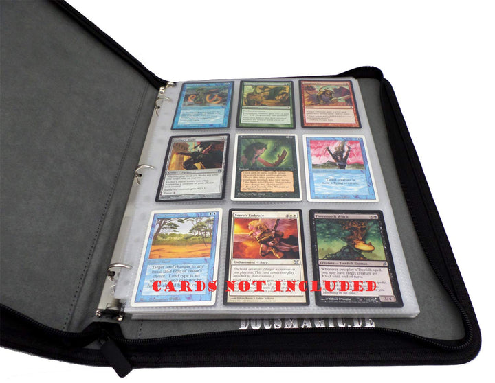 docsmagic.de 3-Ring Premium Zip-Album Black + 50 9-Pocket Premium Pages - Sammelalbum + Ordnerseiten