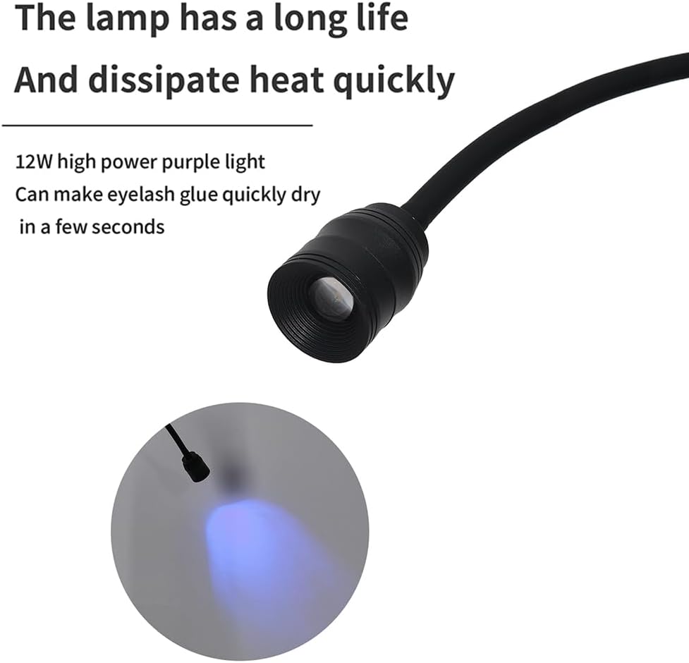 UV Wimpern Lampe, 10W LED-UV-Licht für Lichthärtenden Anwendungen, Schwanenhals Wimpernlicht, Goosen
