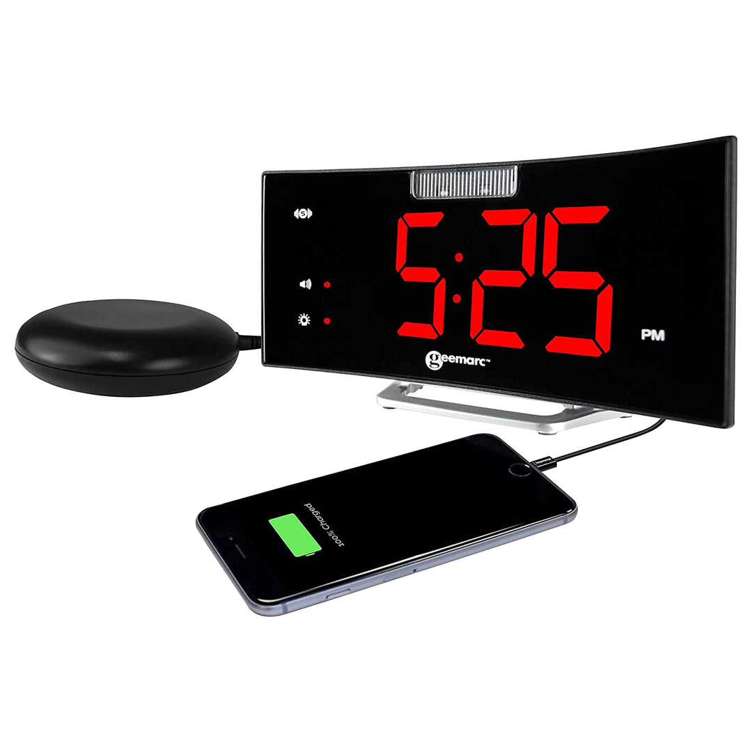 Wecker mit starkem 95dB Alarm, Vibrationskissen, grossem Display und Blitzlicht - Die Geemarc Wake &
