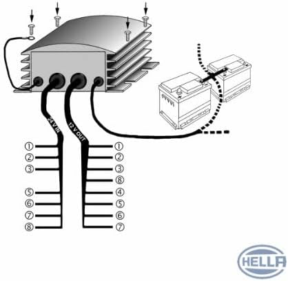 HELLA - Spannungswandler - Eingangsspannung: 24V - Ausgangsspannung: 12V - inkl. zusätzlichem Kabelb