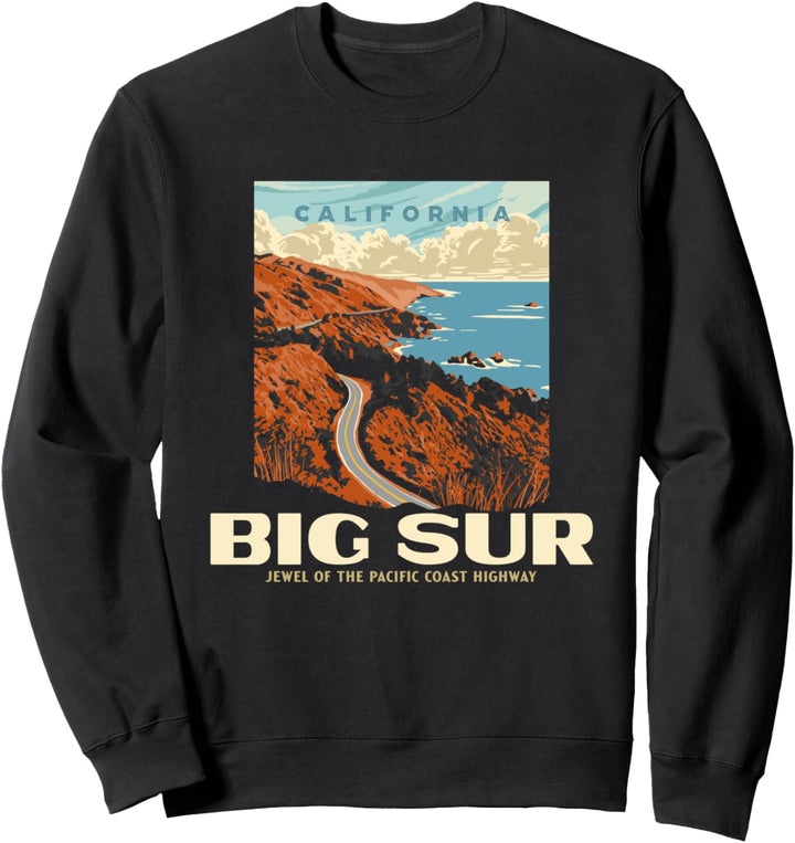 Retro Big Sur California Coast WPA Style Vintage Graphic Sweatshirt