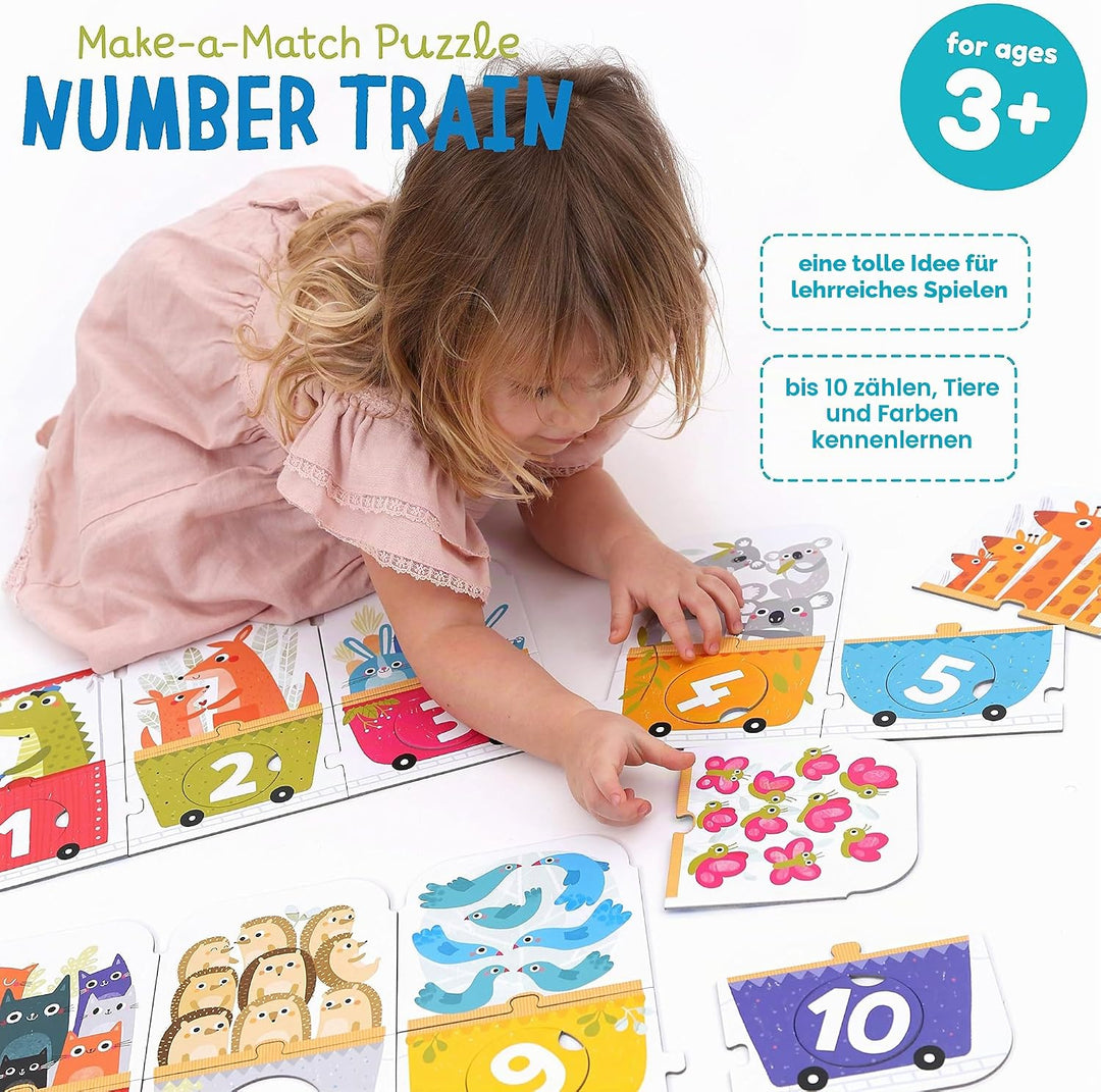 Banana Panda - Make-a-Match Puzzle Number Train - enthält 30 grosse Teile zum Lernen von Zahlen und