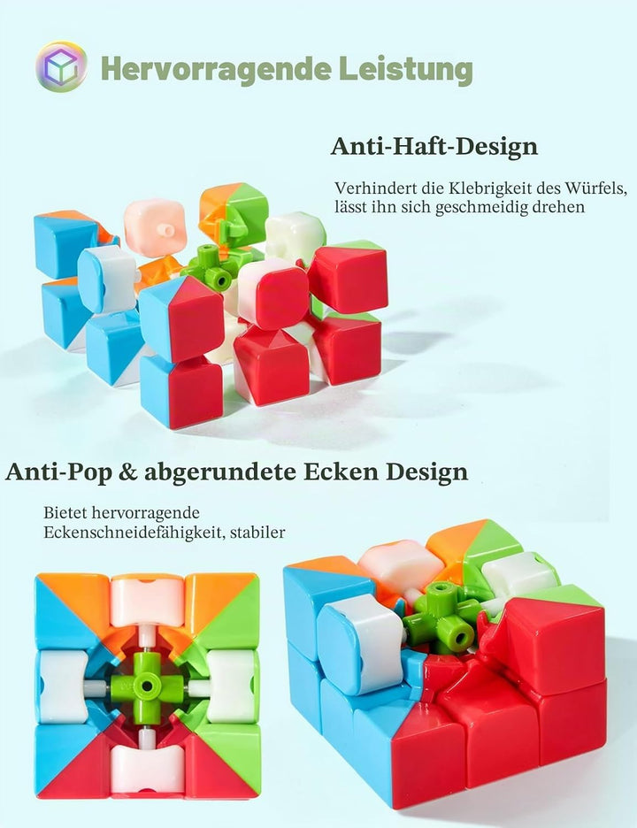 ROXENDA Zauberwürfel Set, Speed Cube Set mit 2x2 3x3 4x4 5x5 Zauberwürfel mit Geschenkbox, Geheimes