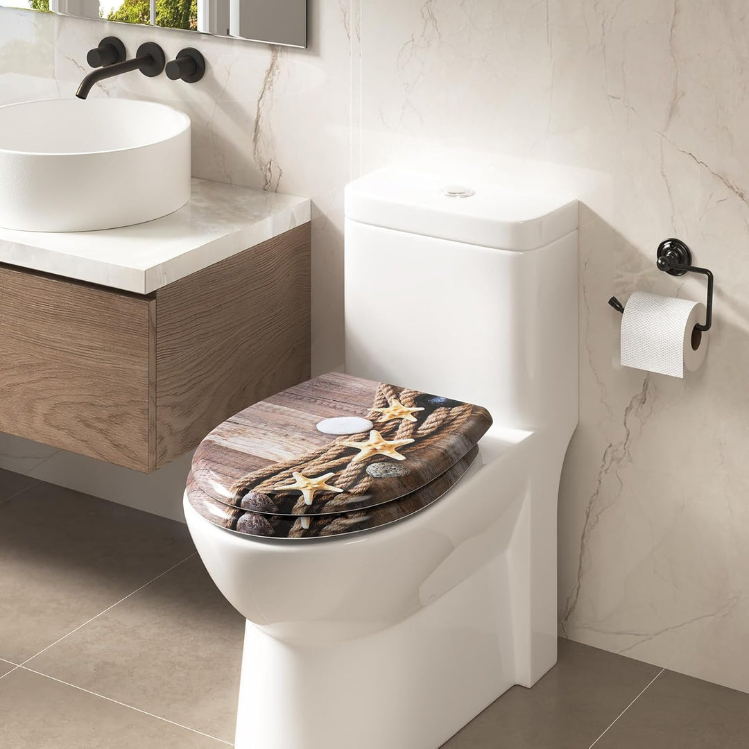 WOLTU WC Sitz mit Absenkautomatik,Toilettensitz Motiv,Klodeckel mit Quick-Release-Funktion undPremiu