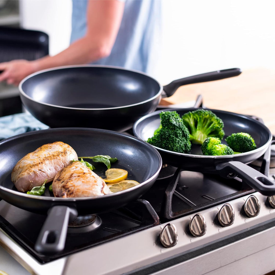 GreenPan Memphis Bratpfanne (24 cm), gesunde keramische Antihaftbeschichtung, PFAS-frei, induktionsg