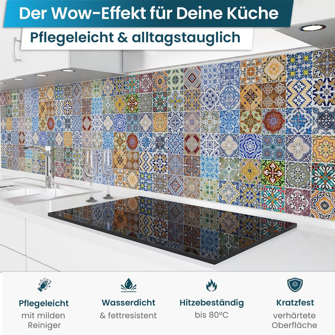 danario Küchenrückwand selbstklebend - Matt - Spritzschutz Küche - versteifte PET Folie - 0,4 mm - M