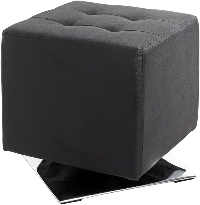 HAKU Möbel Hocker, Kunstleder, chrom-schwarz, B 40 x T 40 x H 42 cm Chrom-schwarz 40 x 40 x 42, Chro
