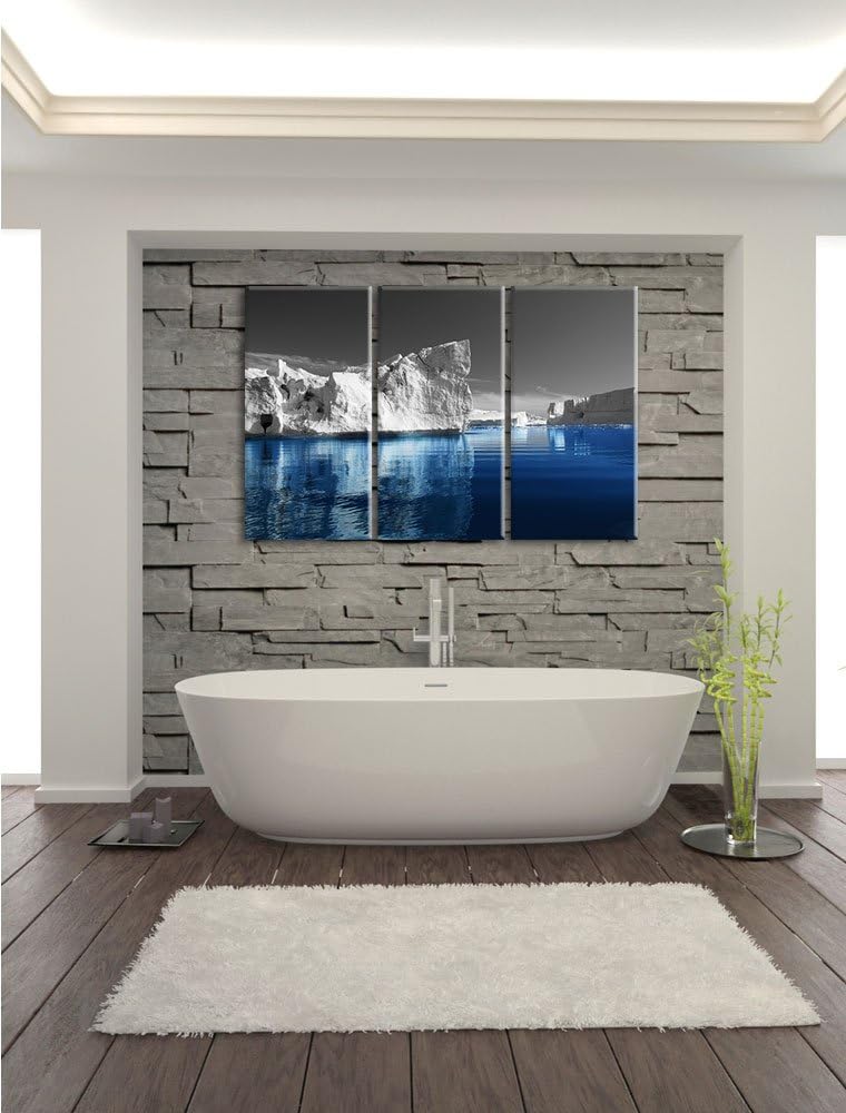 Pixxprint Eisberge in Grönland als Leinwandbild/Grösse: 3 Teilig (120x80) cm/Wandbild/Kunstdruck/fer