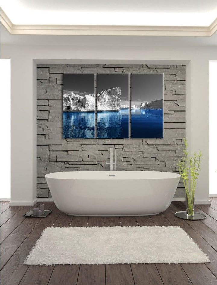 Pixxprint Eisberge in Grönland als Leinwandbild/Grösse: 3 Teilig (120x80) cm/Wandbild/Kunstdruck/fer