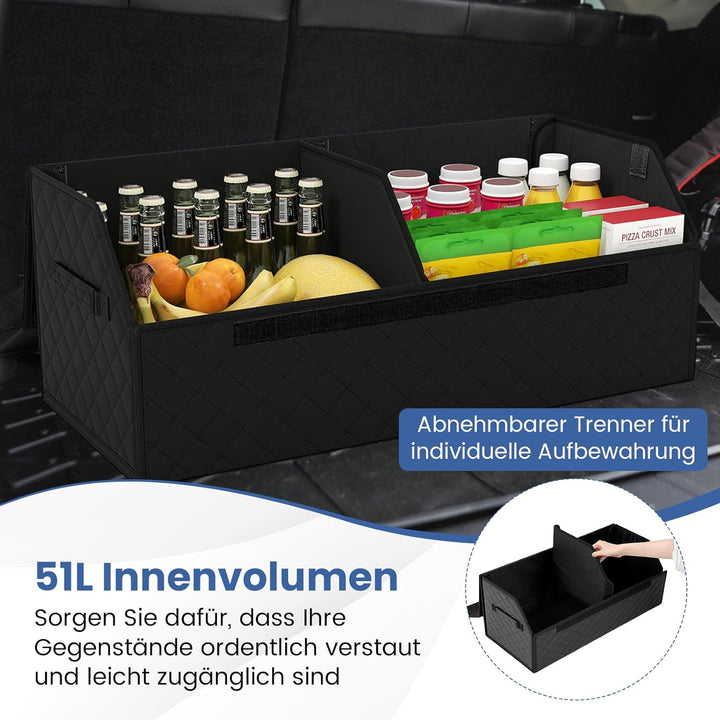 COSTWAY Auto Kofferraum mit Deckel, 51 L Kofferraum-Organizer faltbar, SUV Limousine Aufbewahrungsbo