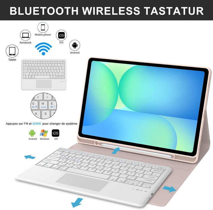 Tastatur für Samsung Galaxy Tab S10 FE+ Plus 13.1 Zoll 2025 mit Touchpad, Hülle mit Tastatur für Tab