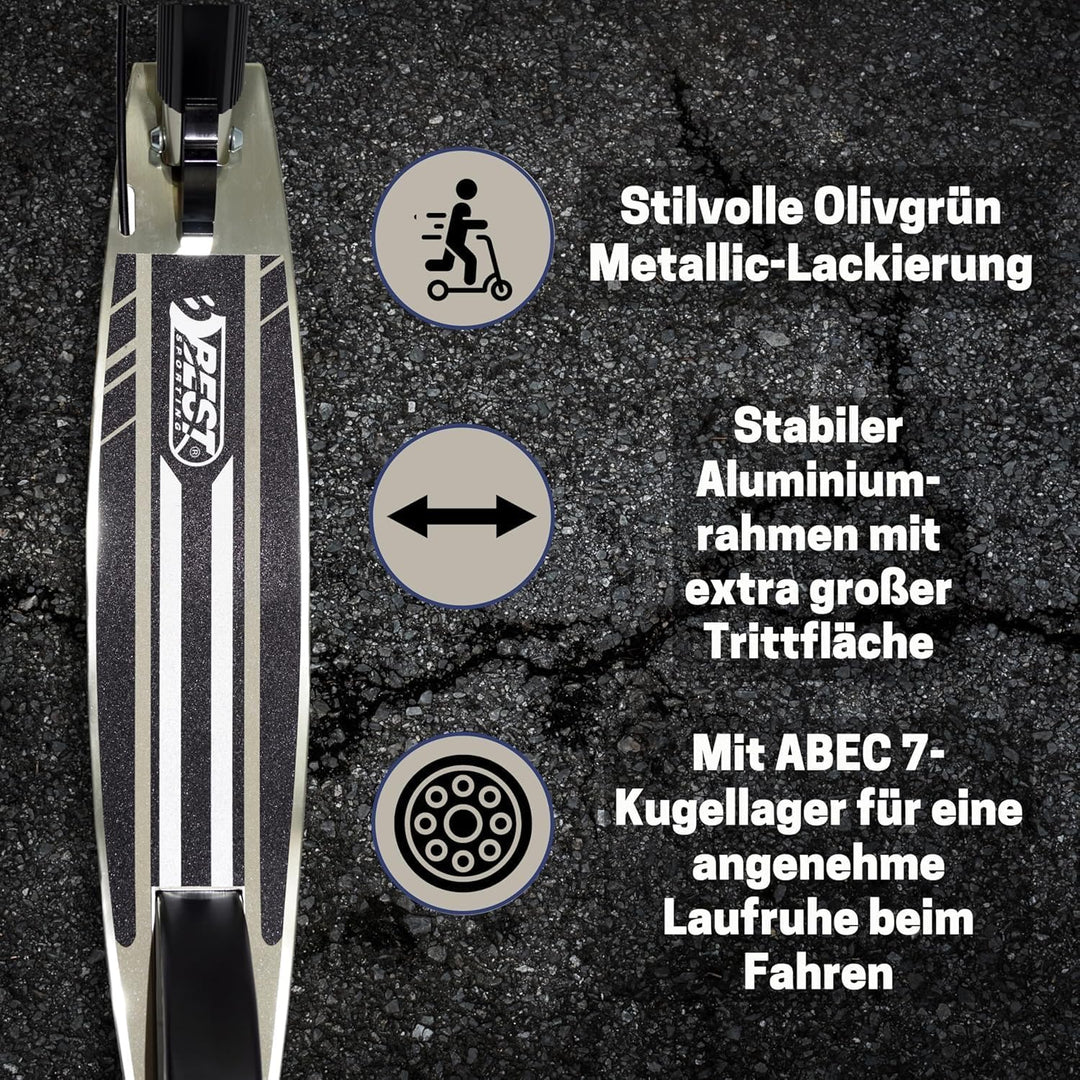Best Sporting High End Scooter Erwachsene I klappbarer Roller mit Ständer, Handbremse, Klingel und T