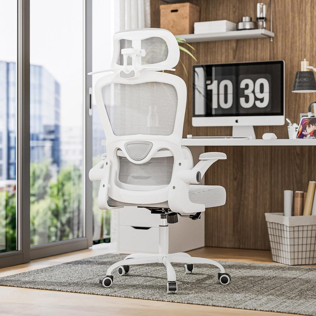 Farini Schreibtischstuhl mit Kleiderständer Bürostuhl Ergonomisch mit Verstellbarer Kopfstütze, Offi