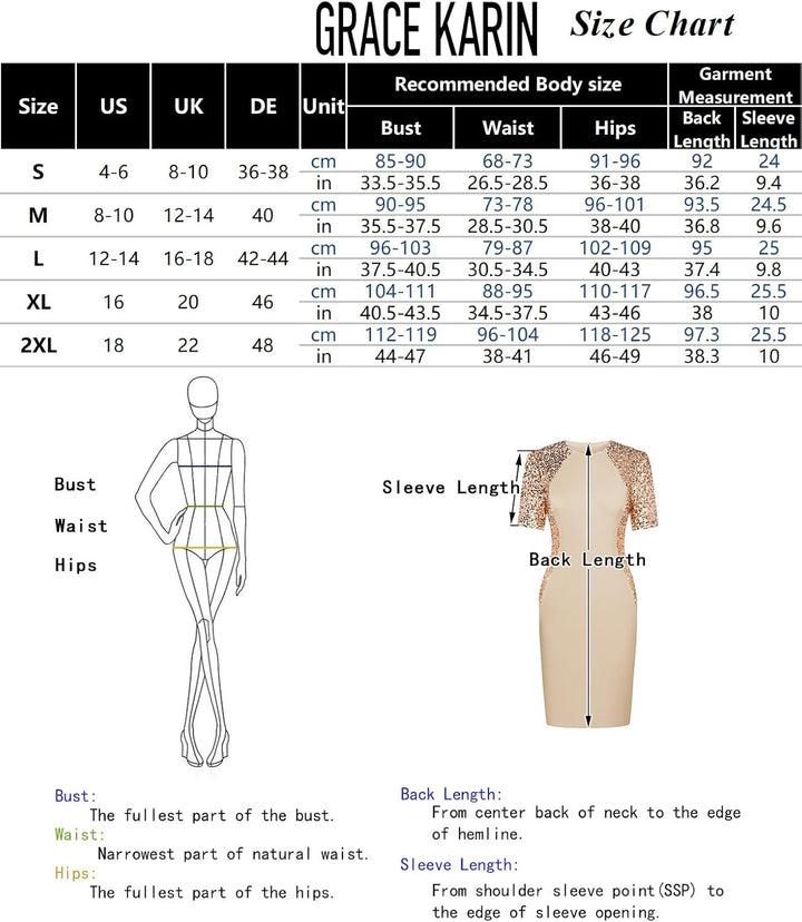 GRACE KARIN Figurbetontes Sommerkleid, Damen, V-Ausschnitt, Chiffon, kurze Ärmel, gerüscht, gewickel