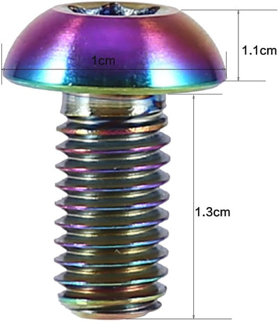Tbest Titan Schrauben M5X10, Fahrrad Bremsbolzen 12 Stücke M5X10Mm Legierung Knopf Kopf T25 Torx Bol